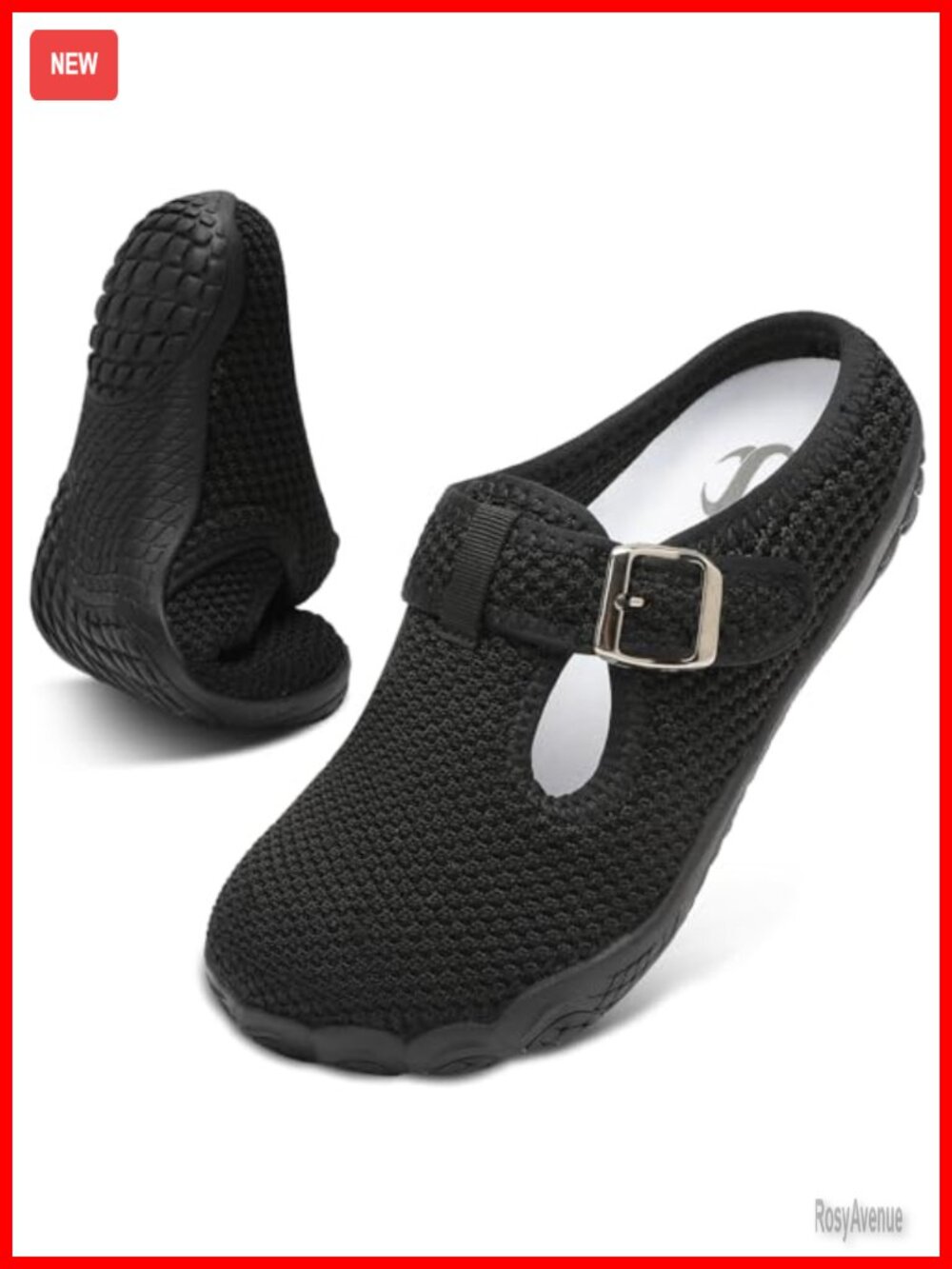 Womens Mules Wide Adjustable Slip On Flat Diabetic Nursing Sandals Breathable